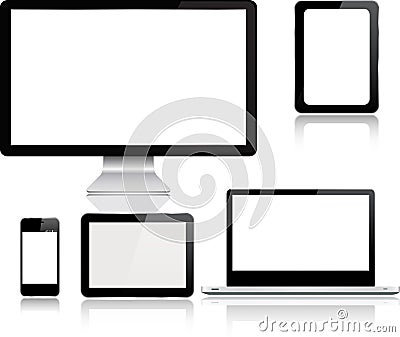 Set of realistic modern digital devices Vector Illustration