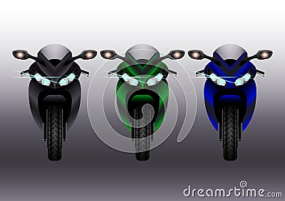 Set Realistic Modern Motobikes. Vector Illustration