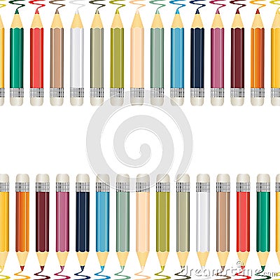 Set of realistic multicolor pencils border. vector illustration Vector Illustration