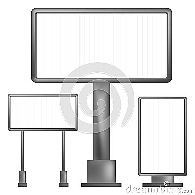 Set of realistic outdoor billboard and business advertising on white background Vector Illustration