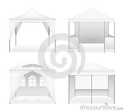 Realistic Outdoor Folding Tents Set Vector Illustration