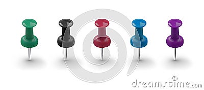 Set of realistic push buttons of different colors on wh Vector Illustration