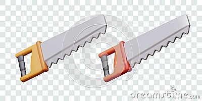 Set of realistic saws of different colors. Isolated vector tools for working with wood Vector Illustration