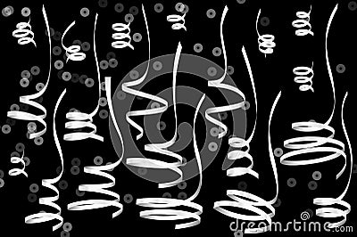 Set Of Realistic Silver Serpentine Ribbons. Isolated Vector Design Element. Holiday Decoration Vector Illustration