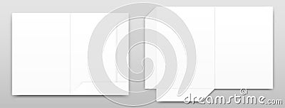 Set of realistic A4 size office folder for documents. Open empty white folders with shadow Vector Illustration