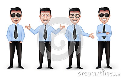 Set of Realistic Smart Different Professionals Vector Illustration