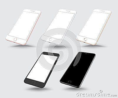 Set of realistic smartphone mockup. Vector Illustration