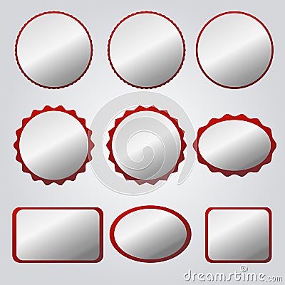 Set of realistic stickers in red, white. Sticker sale, discounts. Stock Photo