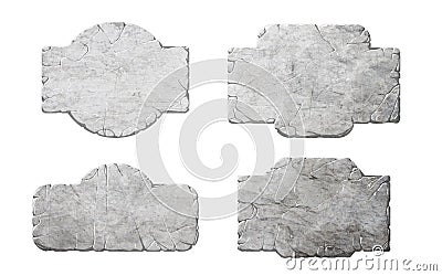 Set of realistic stone interface buttons and elements. Stock Photo