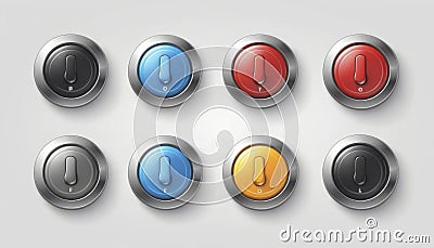 Set of realistic toggle switches in different colors showing on and off positions Stock Photo