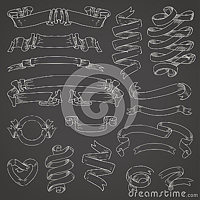 Set of Realistic transparent ribbons. Element of decoration gifts, greetings, holidays, Valentines Day design. Vector Vector Illustration