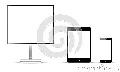 Set Of Realistic Vector Android Mobile Phone Ipad Tablet Android Lcd Tv Monitor Display Vector Illustration