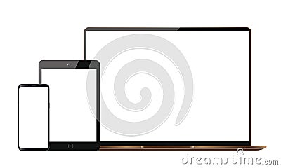 Set Of Realistic Vector Android Mobile Phone Ipad Tablet Android Lcd Tv Monitor Display Vector Illustration
