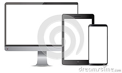 Set Of Realistic Vector Android Mobile Phone Ipad Tablet Android Lcd Tv Monitor Display Vector Illustration