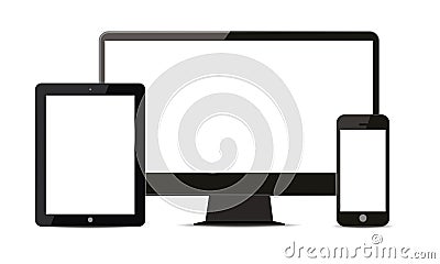 Set Of Realistic Vector Android Mobile Phone Ipad Tablet Android Lcd Tv Monitor Display Vector Illustration