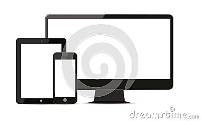 Set Of Realistic Vector Android Mobile Phone Ipad Tablet Android Lcd Tv Monitor Display Vector Illustration