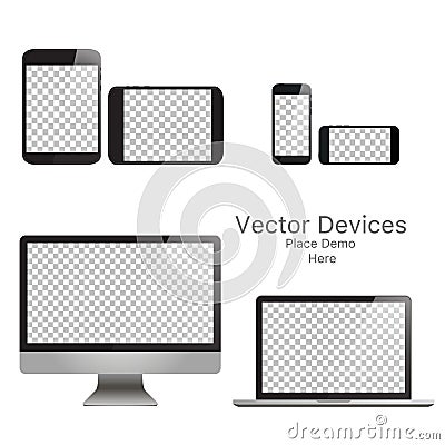 Set realistic vector devices on a white background Vector Illustration