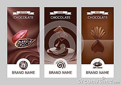 Set realistic vector vertical chocolate banners Vector Illustration