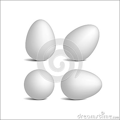 Set realistic white eggs. Cartoon Illustration