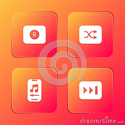 Set Record button, Arrow shuffle, Music player and Fast forward icon. Vector Vector Illustration