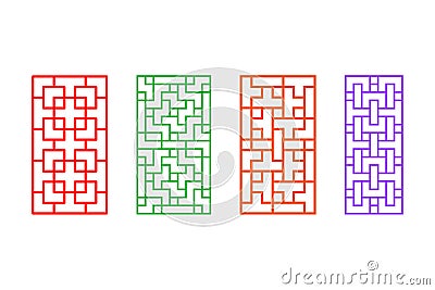 Set of rectangle Chinese pattern window frame Vector Illustration