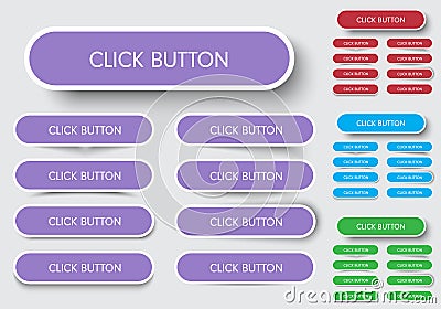 Set of rectangular buttons with rounded corners with an outer st Vector Illustration