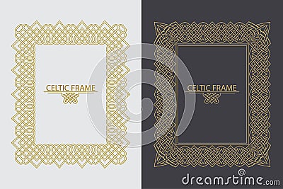 A set of the rectangular golden frames Vector Illustration