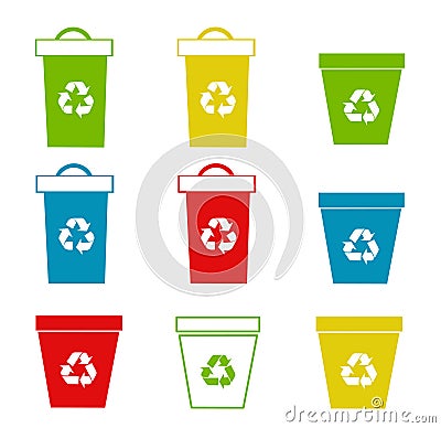 Set of recycling bins Vector Illustration
