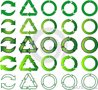 Set of recycling symbols Vector Illustration
