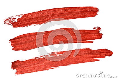 Set of red acryl brush strokes Stock Photo