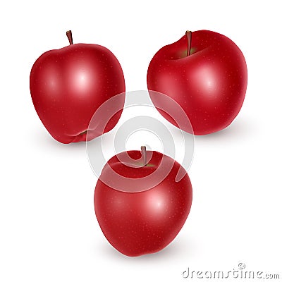 Set of red apples on white background, Ripe apples, vector illustration Vector Illustration