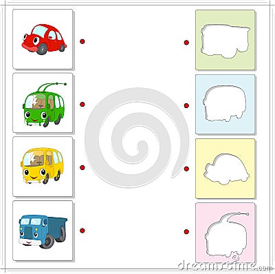 Set of red car, green trolleybus, yellow bus and blue lorry. Vector Illustration