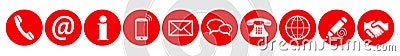 Set red contact icons sign - vector Vector Illustration