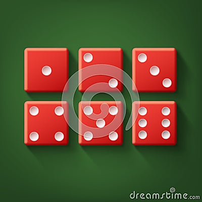 Set of red dice Vector Illustration