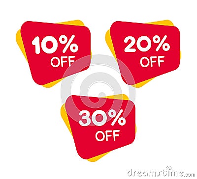 Set of Red Discount label for Sale - Vector design of marketing stickers for merchandise, internet shop and apps. Vector Illustration
