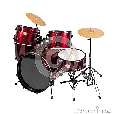 Set of Red drums isolated with clipping path Stock Photo