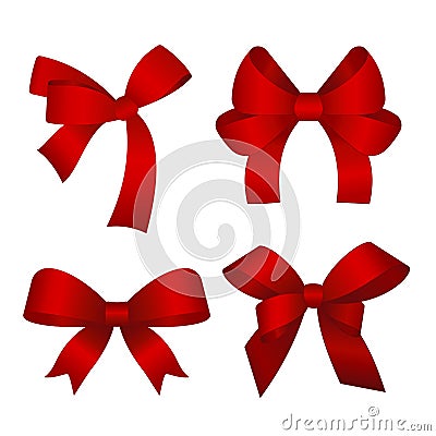 Set of red gift bows. Concept for invitation, banners, gift cards, congratulation or website layout vector. Vector Illustration