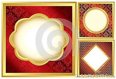 Set of red and golden decorative frames - eps Vector Illustration