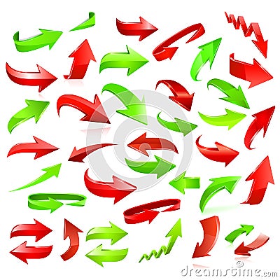 Set of red and green arrows Vector Illustration