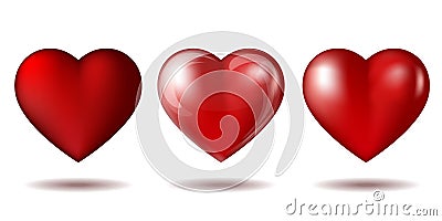 Set of Red heart icon on white Vector Illustration