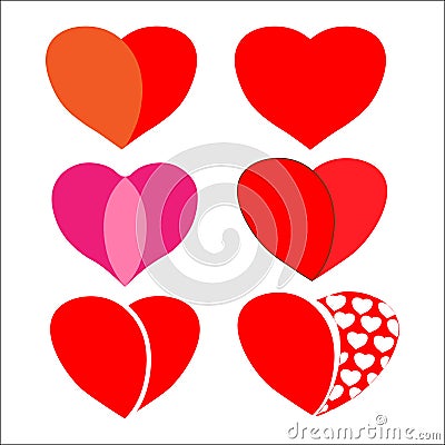 Set of red hearts Vector Illustration