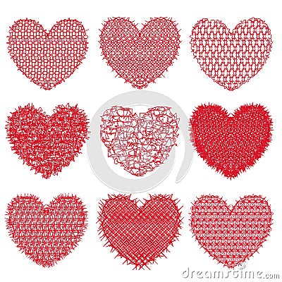 Set of red hearts for design and decoration. Vector illustration Vector Illustration