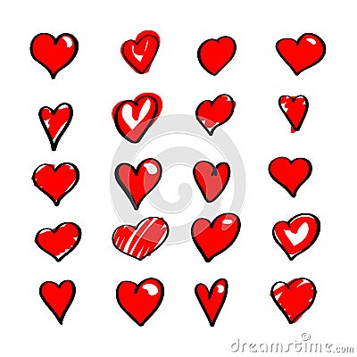 Set of red hearts, vector Vector Illustration