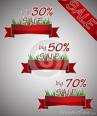 Set of red labels for big sale Vector Illustration