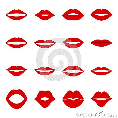 Set of red lips, illustration Vector Illustration