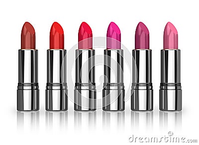 Set of red lipsticks Stock Photo