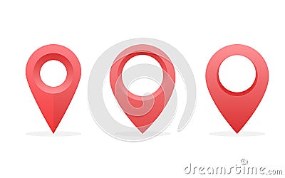 Set of Red location pin, map pointer icon Vector Illustration
