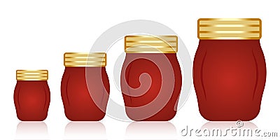 Set of a red mason bottle or glass jars flat color icon for apps and websites Vector Illustration