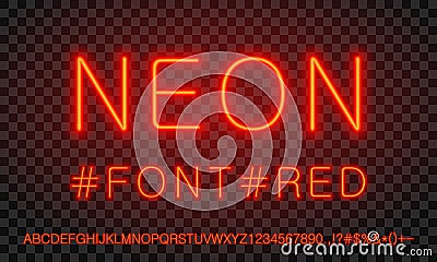 Set of red neon font Vector Illustration