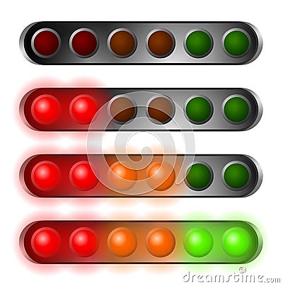 Set of red, orange and green start lights Stock Photo